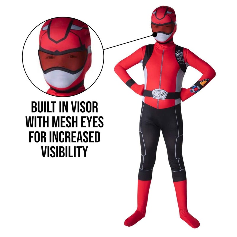 Morphsuits زي مورف ريد باور رينجر للأطفال، زي ريد رينجر للأولاد، ملابس باور رينجرز للأطفال، متوسط - Image 2